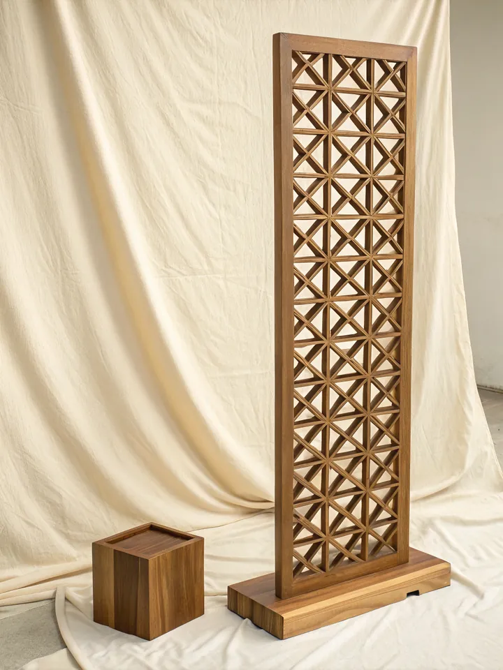 celosía de madera calada, vista en detalle